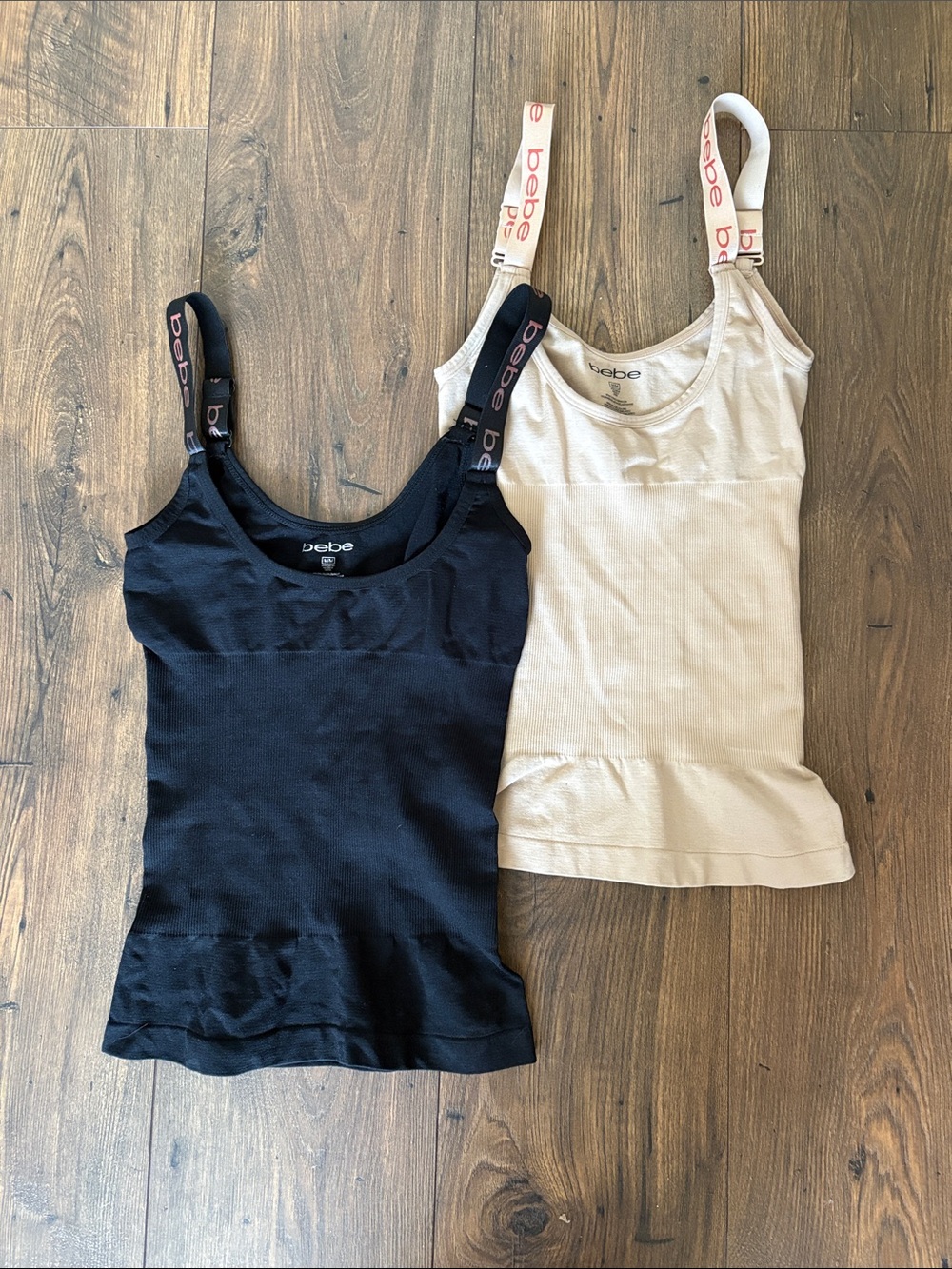 Bebe Scoop Neck Tanks - Black & Cream